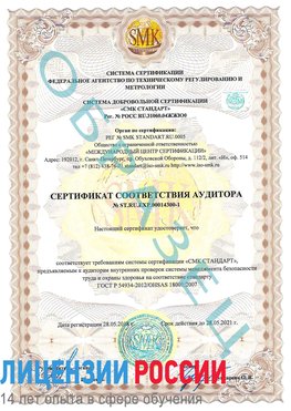 Образец сертификата соответствия аудитора №ST.RU.EXP.00014300-1 Менделеевск Сертификат OHSAS 18001